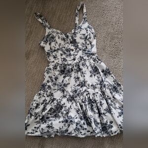 Floral Black and White Women's Dress